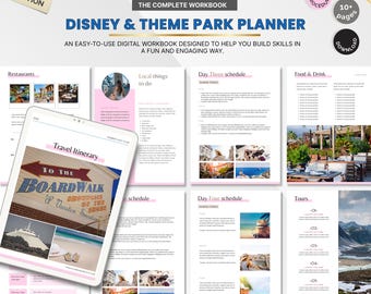 Disney Theme Park Planner, Vacation Itinerary, Travel Journal (Printable PDF)