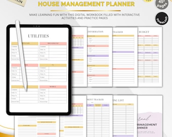 House Management Planner, Family Organizer, Meal & Budget Tracker (Printable PDF)