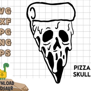 Pizza Skull SVG, Funny halloween SVG, Spooky Clipart, Pizza Party Invitation, Spooky Cute Sticker,