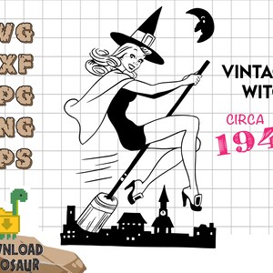 Vintage Halloween Decorations, Witch clipart, witch, Witch Poster, Halloween Birthday invitation, Halloween printable, halloween svg