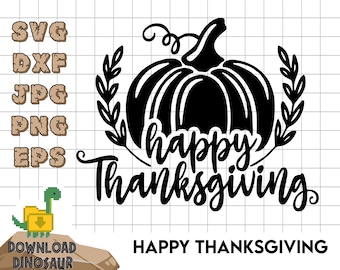 Happy Thanksgiving SVG, Thanksgiving Clipart, Friendsgiving Invitation, Pumpkin face SVG, Hello Fall SVG, Friendsgiving Decorations