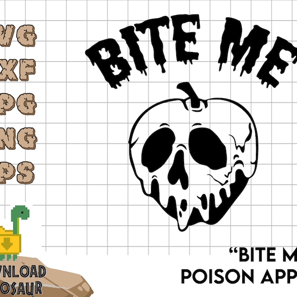 Bite Me Poisoned Apple SVG, Snow White Clipart, Funny Halloween SVG, Snow White and the Seven Dwarfs, Instant Download