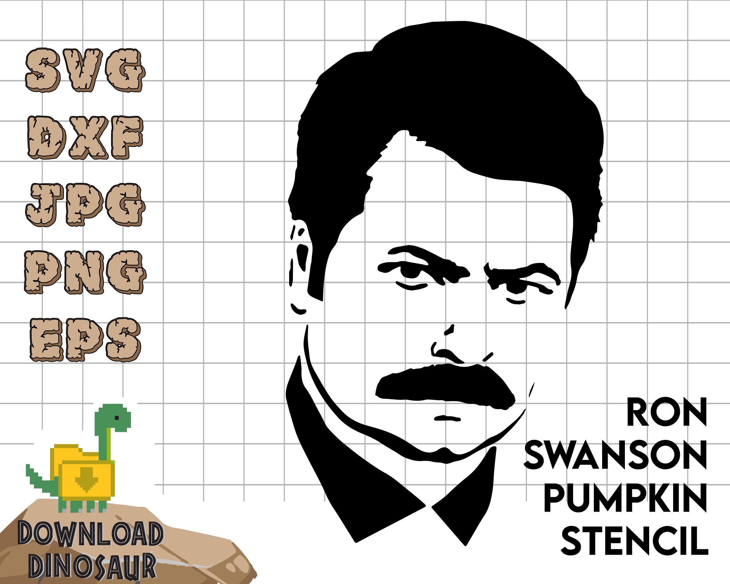 Ron Swanson Pumpkin Carving Stencil Parks And Rec Poster Ron Swanson