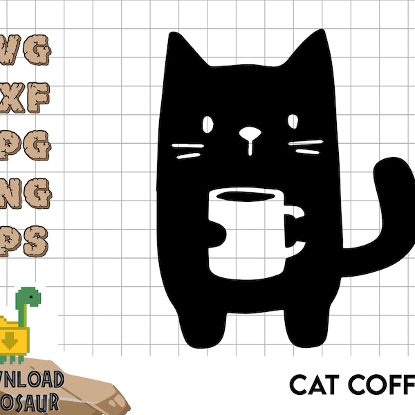 Coffee Bar decor, Coffee Cup SVG, Funny Coffee SVG, Coffee addict, Coffee quotes funny, Black cat clipart, Funny coffee art