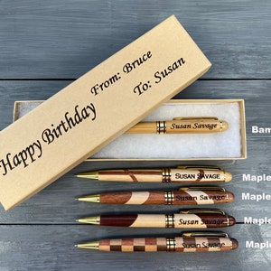 Personalized Engraved Wood Pen, Custom Wooden Ballpoint Pens, Monogrammed Pen, Bamboo, Maple, Rosewood Pen, Wedding, Doctor, Graduation Gift image 2