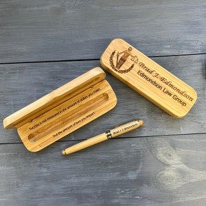 Wood Pen Set, Gift for Dad, Graduation gift, Doctors Gift,Fathers day gift, bamboo pen,Engraved Pen Case,Gift for him Personalized Pen Set