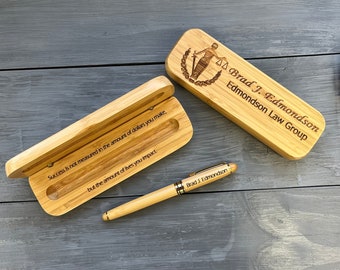 Wood Pen Set, Gift for Dad, Graduation gift, Doctors Gift,Fathers day gift, bamboo pen,Engraved Pen Case,Gift for him Personalized Pen Set