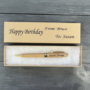 Personalized Engraved Wood Pen, Custom Wooden Ballpoint Pens, Monogrammed Pen, Bamboo, Maple, Rosewood Pen, Wedding, Doctor, Graduation Gift image 10