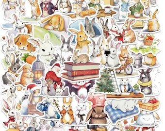 50 PCS Adorable Cartoon Rabbit Stickers - Waterproof, Decals for Laptop