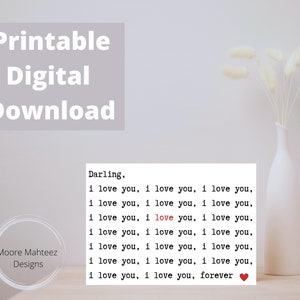 Biglietto d'auguri stampabile / Caro, ti amo / Buon anniversario / Biglietto d'amore / Download istantaneo / Amore /