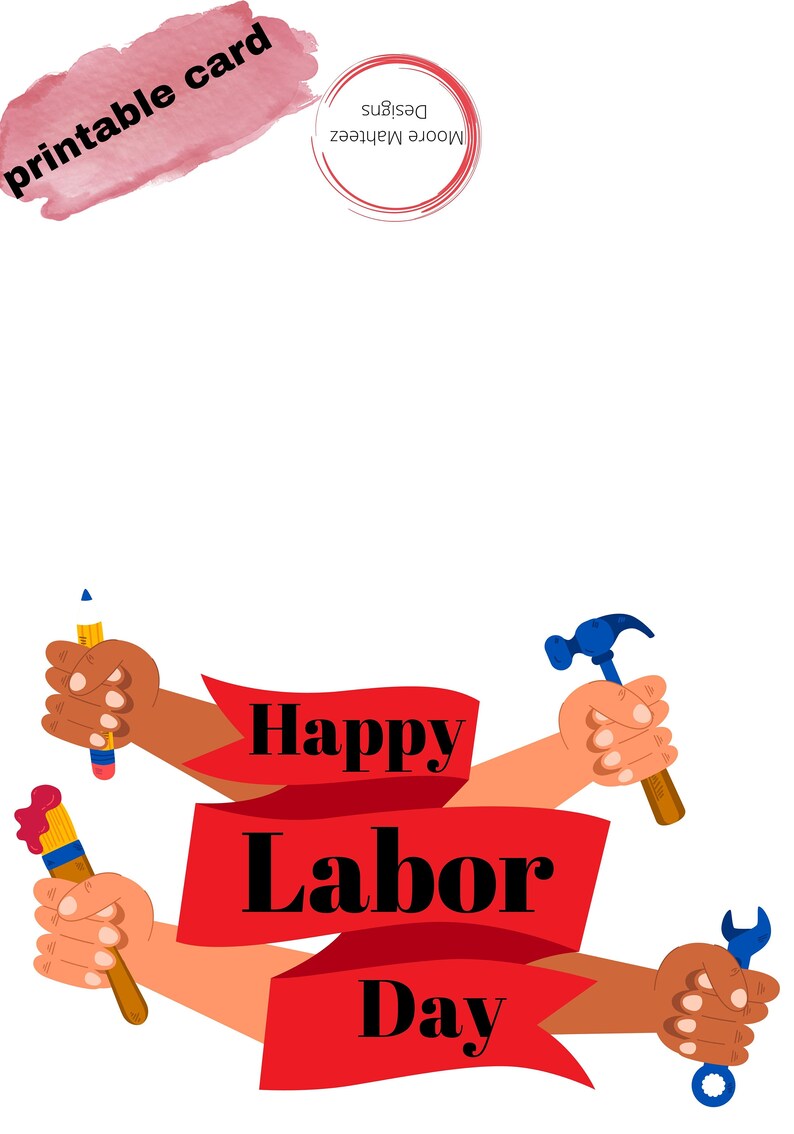 Printable Greeting Card Labor Day Card Woman Instant Etsy