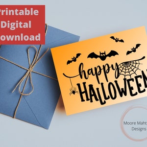 Wydrukowana kartka z pozdrowieniami | Wesoła kartka na Halloween | Karta nietoperza | Straszna kartka | Natychmiastowe pobranie | Kartka z pozdrowieniami