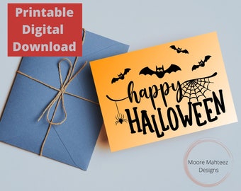 Printable Greeting Card | Happy Halloween Card | Bat card| Spooky card  | Instant Download | Greeting Card