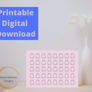 Tarjeta de felicitación imprimible / Tarjeta de pingüino rosa / Imprimir en casa / Interior en blanco / Tarjeta de último minuto / Descarga instantánea / Tarjeta de cualquier ocasión