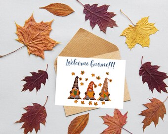 Printable Greeting Card | Welcome Gnome | I love Fall Card| Happy Fall Card | Thanksgiving card| Instant Download | Greeting Card
