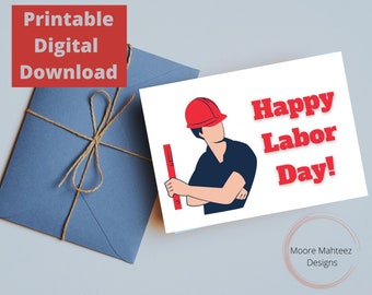 Printable Greeting Card | Labor Day Card| Man | Instant Download | Greeting Card | Nostalgic