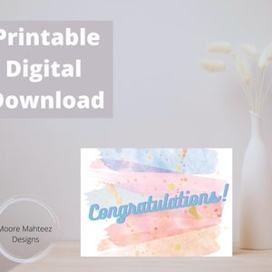 Tarjeta de felicitación imprimible / Felicitaciones / Tarjeta pastel / Tarjeta neutral / Descarga instantánea / Tarjeta para cualquier ocasión