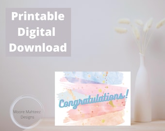 Printable Greeting Card | Congratulations | Pastel Card| Neutral Card | Instant Download | Any Occasion Card