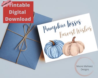 Printable Greeting Card | Pumpkin Card| Harvest Card| Happy Fall Card | Instant Download | Greeting Card