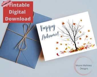 Printable Greeting Card | Happy Autumn| Harvest Card| Happy Fall Card | Instant Download | Greeting Card