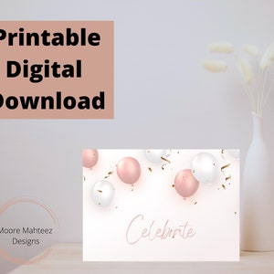 Druckbare Grußkarte | Feiern |Luftballons | Sofort Download | Jeder Anlass Karte