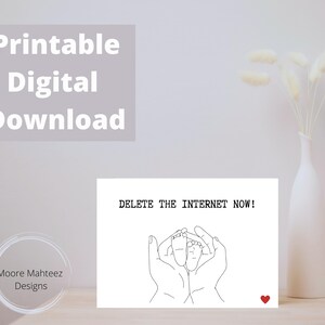 cartão imprimível | Exclua a internet agora | Imprima em casa | Em branco dentro | Cartão de última hora| Download instantâneo | Novo bebê