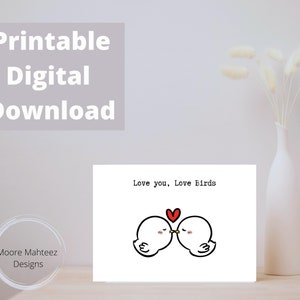 Druckbare Grußkarte | Liebe Vögel | Sentimental | Sofort Download | Liebe | Hochzeit | Jeder Anlass | Jubiläum