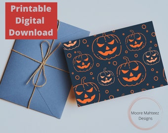 Printable Greeting Card | Happy Halloween Card | Pumpkin card| Spooky card  | Instant Download | Greeting Card