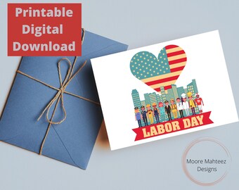 Printable Greeting Card | Labor Day Card| Labor Day | Instant Download | Greeting Card | Patriotic Card