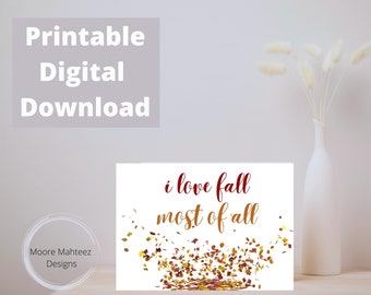Printable Greeting Card | Happy Autumn| I love Fall Card| Happy Fall Card | Instant Download | Greeting Card