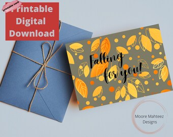 Printable Greeting Card | Falling for you Card| Harvest Card| Happy Fall Card | Instant Download | Greeting Card