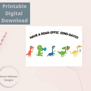 Printable Greeting Card | Dino Day Birthday Card | Happy Birthday |Dinosaurs | Instant Download |