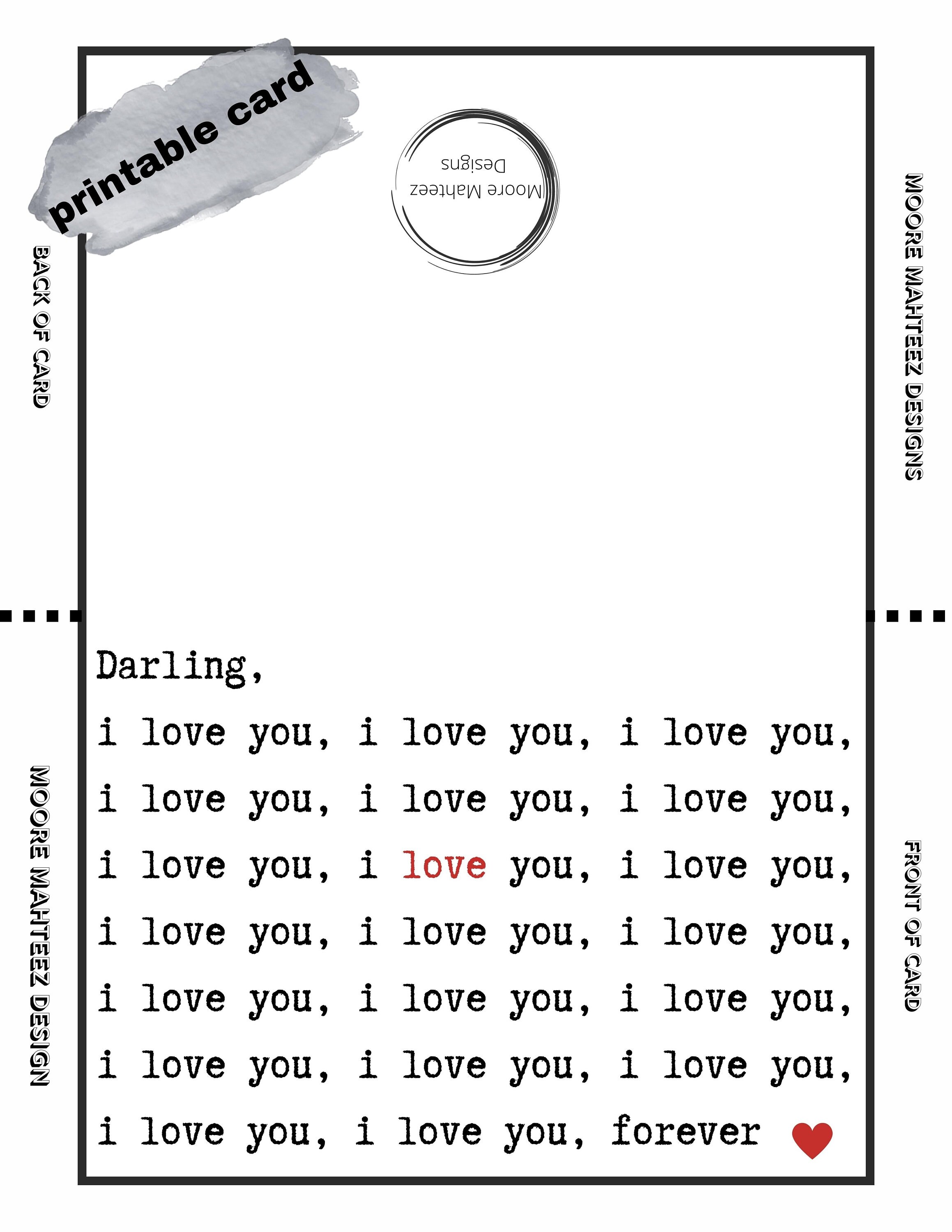 Printable Greeting Card | Darling, I Love You| Happy Anniversary | Love ...