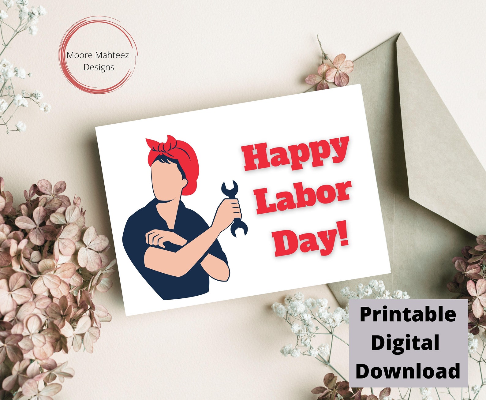 Printable Greeting Card | Labor Day Card| Woman | Instant Download ...