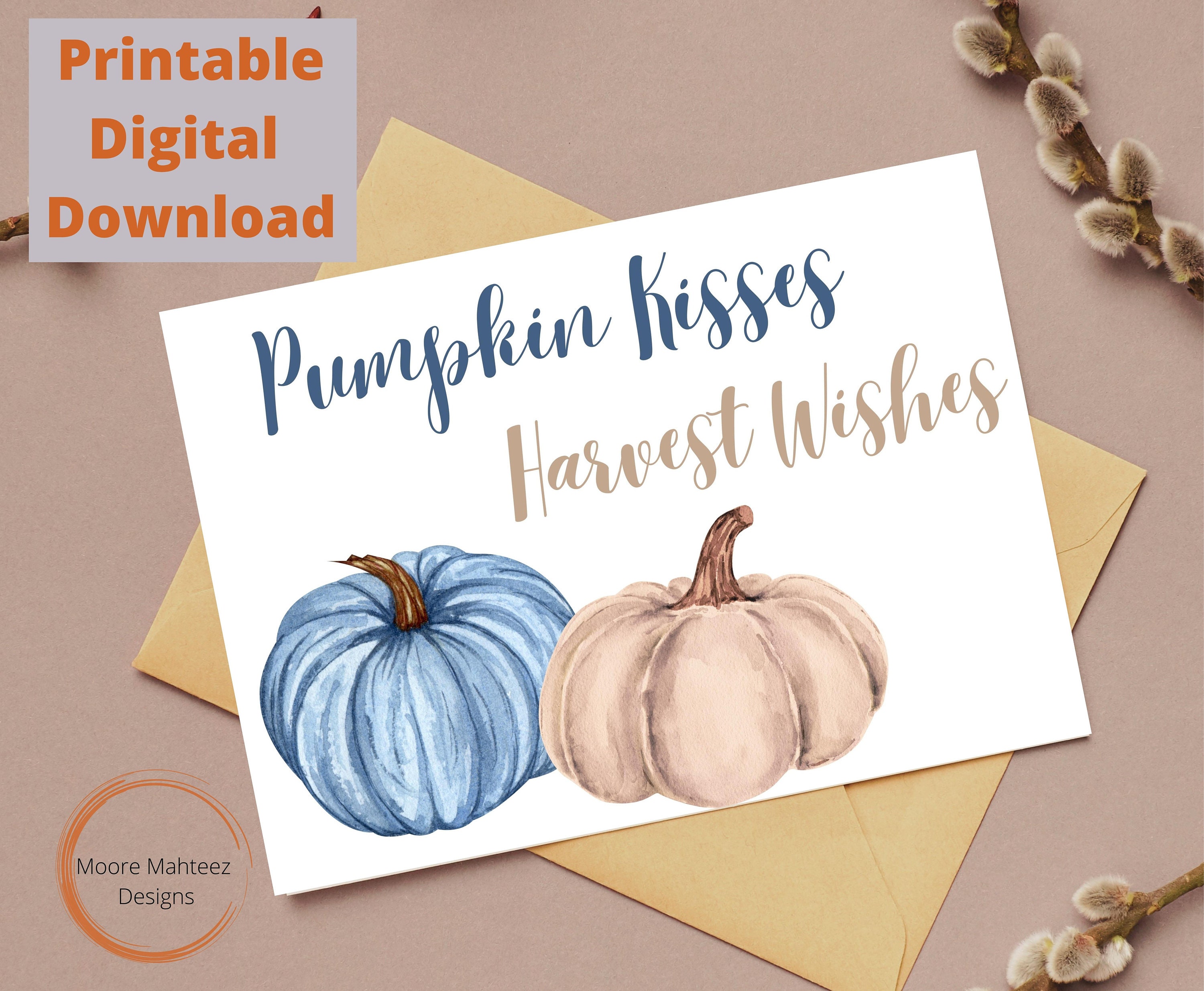 Printable Greeting Card | Pumpkin Card| Harvest Card| Happy Fall Card ...