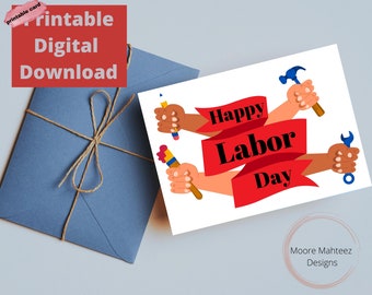 Printable Greeting Card | Labor Day Card| Woman | Instant Download | Greeting Card | Nostalgic