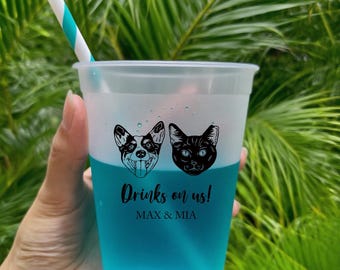 Benutzerdefinierte Haustier-Porträt gefrostete Tassen, Hunde- & Katzen-Hochzeits-Bevorzugungen