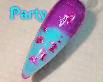 Pool Party, thermal foil glitter dip powder