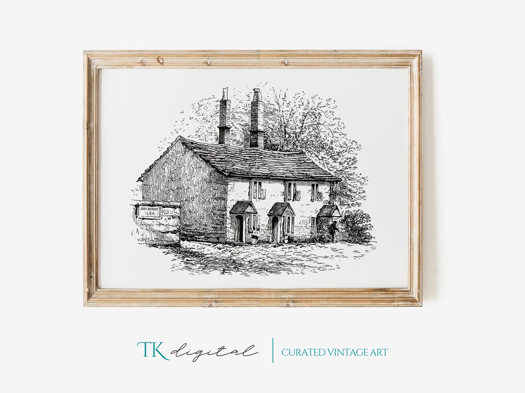 Vintage Farmhouse Drawing Print | Vintage Printable Art | Antique ...