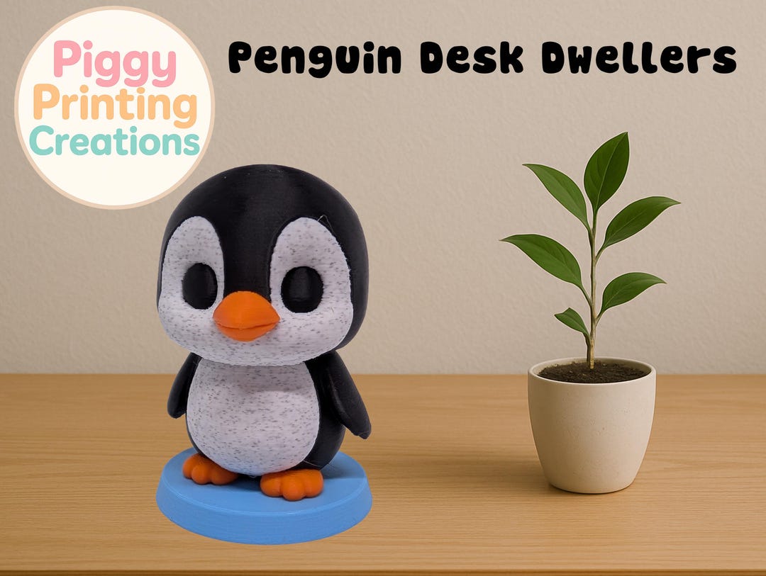 Piggy Printing Creations - Penguin Desk Dweller | 3D Printed | Kawaii