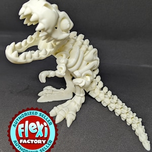 Flexi Factory Articulated Skeleton T-Rex | 3D Printed | Articulated Fidget Toy | Choose Any Color