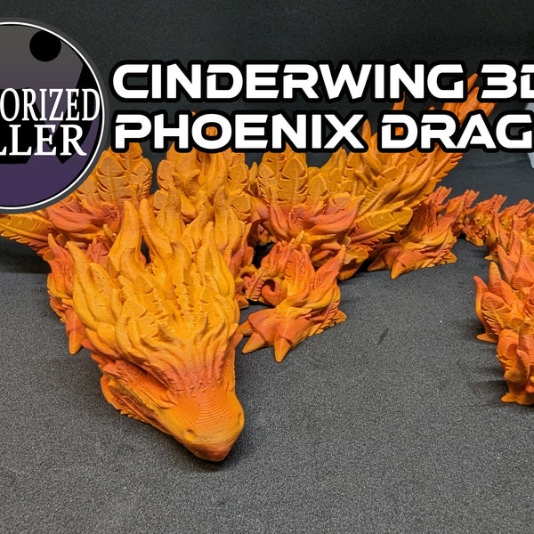 Cinderwing3D Phoenix Dragon 19 inch | 3D Printed | Articulated Fidget Toy