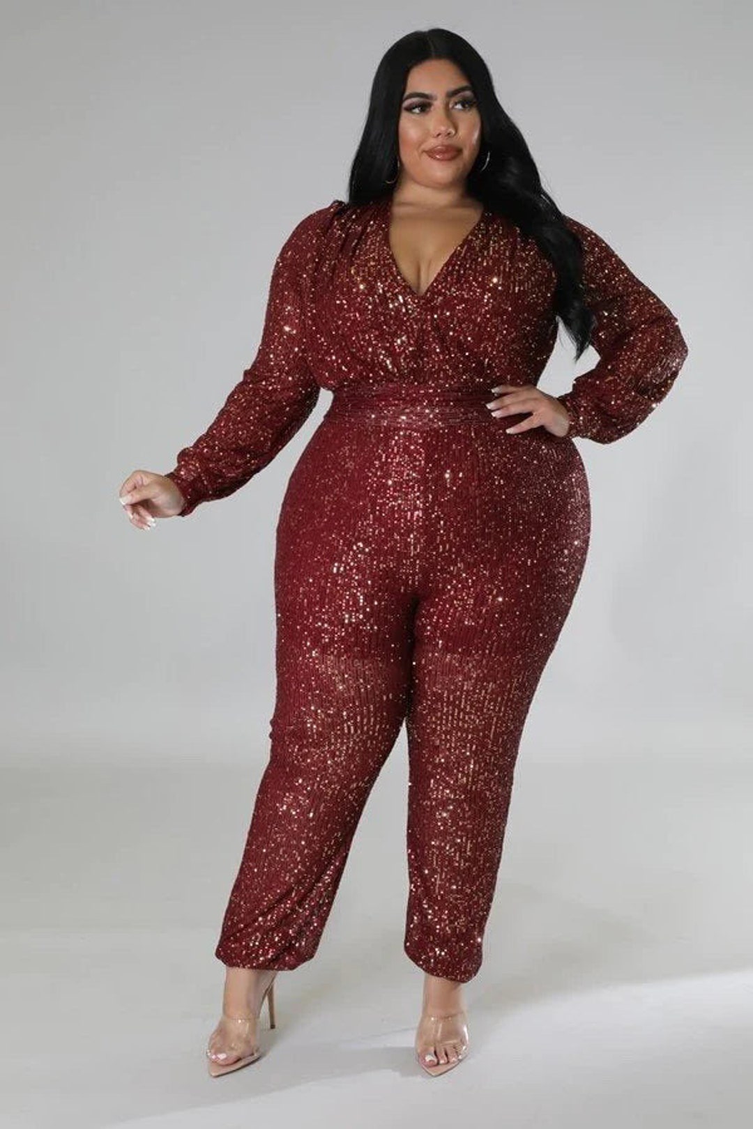 Sequin Jumpsuit PLUS SIZE Etsy