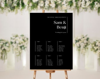 Black and White Wedding Seating Chart Template Download - Etsy
