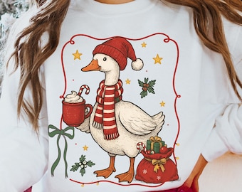 Christmas Goose Sweatshirt, Funny Goose Christmas Sweater, Holiday Funny Christmas Sweater, Cute Christmas Sweatshirt, Silly Santa Goose Pjs