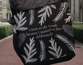 Dead Poets Society Tote Bag, Dark Academia, Light Academia, Carpe Diem, Bookish Merch, Bookish Gifts, Gifts for Writers, Floral Bag, Poetry