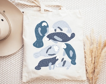 Manatee Tote Bag, Manatee Gifts, Coconut Girl, Ocean Gifts, Beach Bag, Beach Totes
