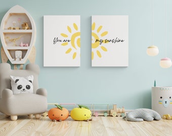You Are My Sunshine conjunto de 2 impresiones de carteles digitales con palabras y sol 8x10