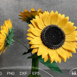 Sunflower SVG 3D Flower SVG Paper Sunflower svg, dxf, png, eps Printable Sunflower Paper Flower svg Cricut Template image 1