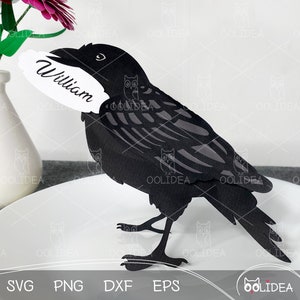 Gothic Rabe Tischkartenhalter SVG: Cricut & Silhouette Halloween Tischdekoration DIY Cut File